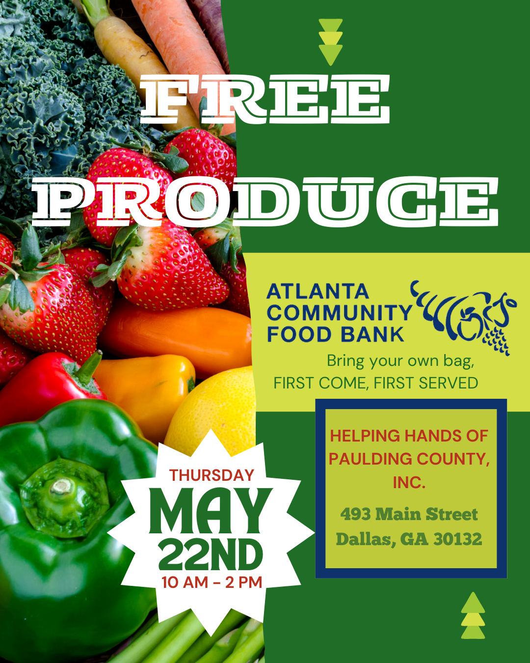Helping Hands of Paulding County and Atlanta Community Food Bank's free produce event on May 22nd 2025